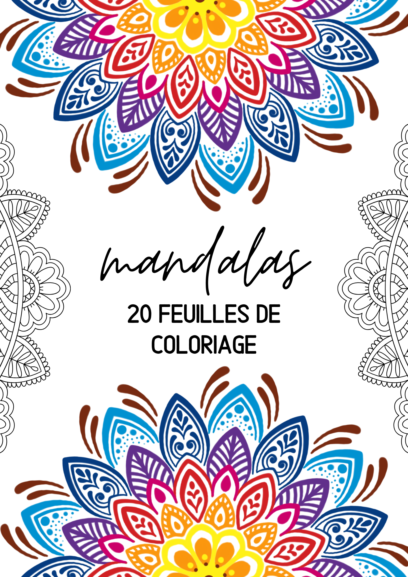 20 Feuilles de Coloriage Mandalas à Imprimer – PDF Relaxation pour Adultes