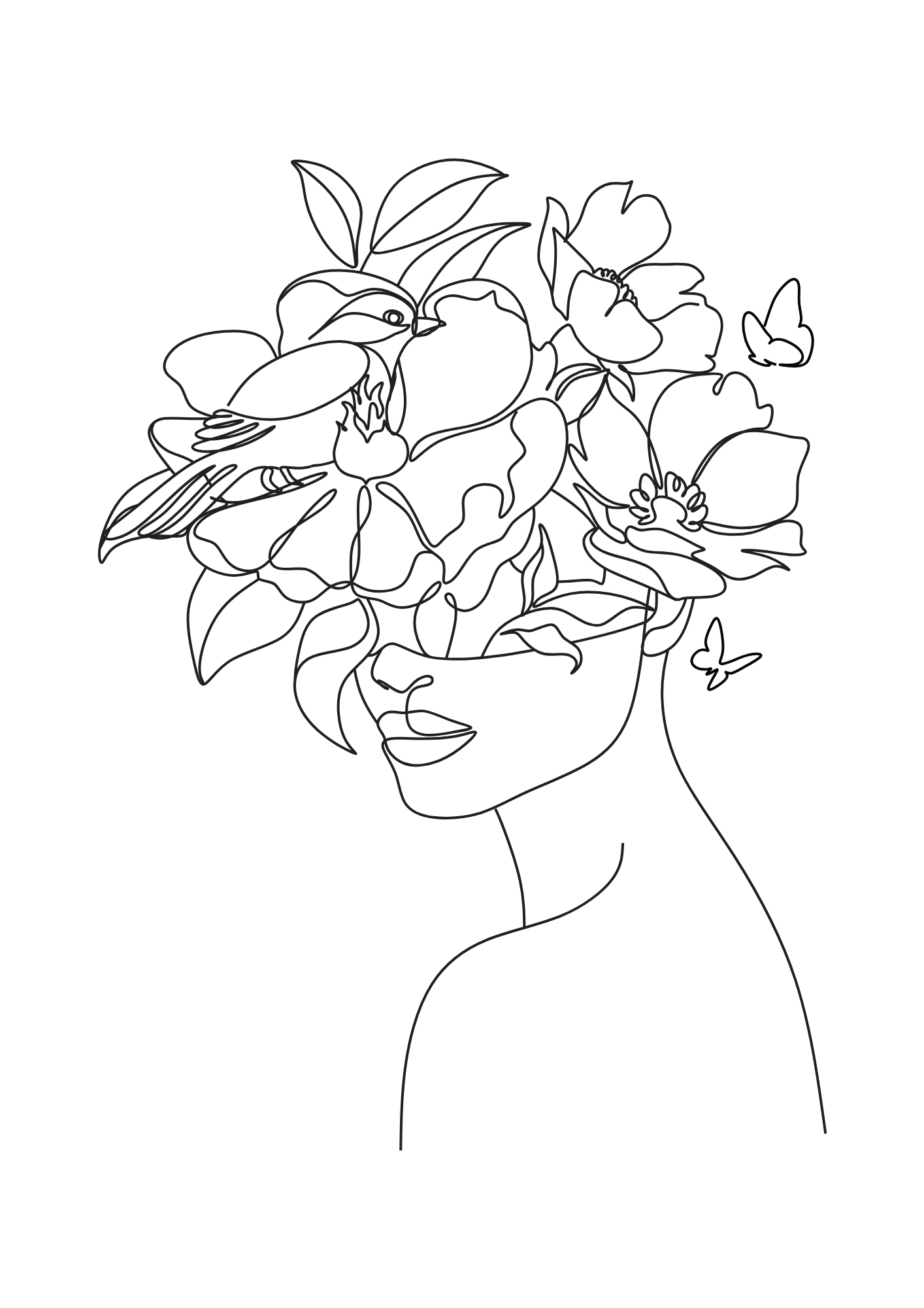 Coloriage Floral Féminin pour Adultes – 10 Feuilles à Imprimer (PDF)